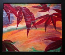Small photo of painting of Dewdrops on Red Leaves Painting